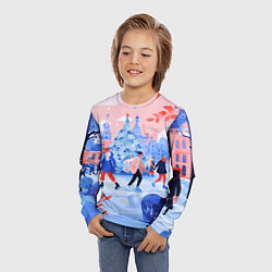 Лонгслив детский Новогодний каток, цвет: 3D-принт — фото 2