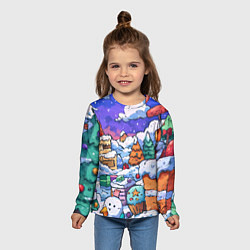 Лонгслив детский Новогоднее настроение из сладостей, цвет: 3D-принт — фото 2