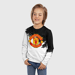 Лонгслив детский Манчестер Юнайтед краски белые, цвет: 3D-принт — фото 2