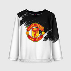 Лонгслив детский Манчестер Юнайтед краски белые, цвет: 3D-принт