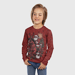 Лонгслив детский Санта Клаус на красном коне верхом, цвет: 3D-принт — фото 2