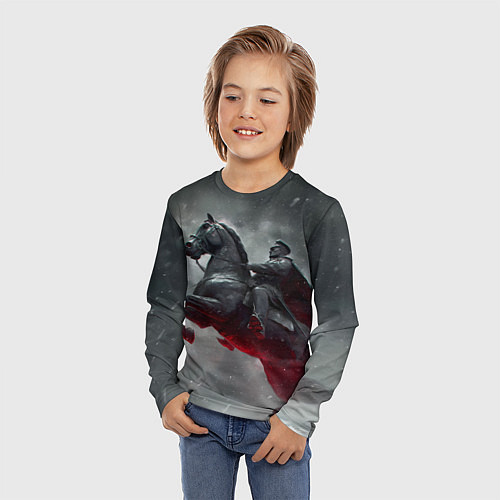 Детский лонгслив Всадник в плаще на коне / 3D-принт – фото 3