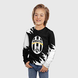 Лонгслив детский Juventus белый огонь текстура, цвет: 3D-принт — фото 2