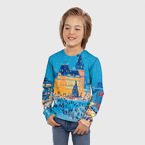 Детский лонгслив Московские новогодние каникулы / 3D-принт – фото 3