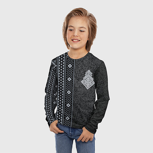 Детский лонгслив Славянский орнамент с оберегом макошь / 3D-принт – фото 3