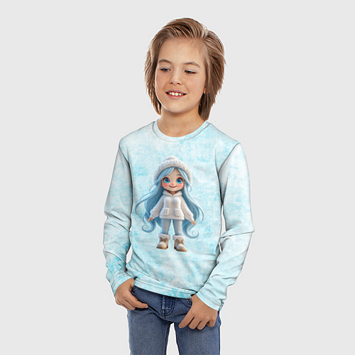 Детский лонгслив Девочка-зима / 3D-принт – фото 3