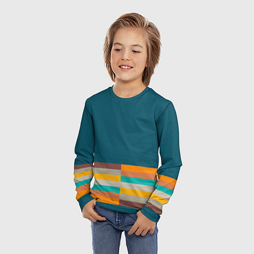 Детский лонгслив Индиго и шумовой градиент заката с текстурой / 3D-принт – фото 3