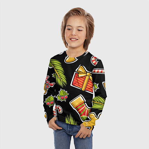 Детский лонгслив Рождественский вайб / 3D-принт – фото 3