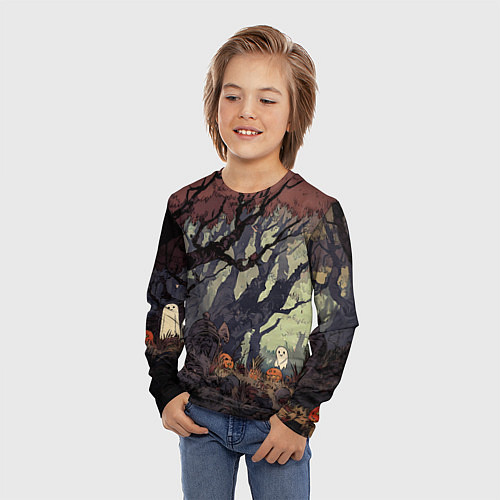 Детский лонгслив Призрачный лес / 3D-принт – фото 3
