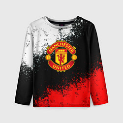 Лонгслив детский Манчестер Юнайтед краски всплеск, цвет: 3D-принт