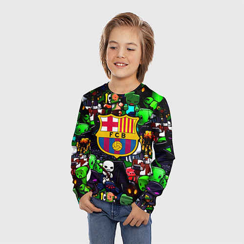 Детский лонгслив Minecraft x barcelona fc / 3D-принт – фото 3