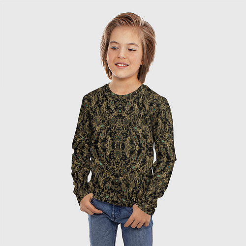 Детский лонгслив Славяно - русский орнамент узоры с позолотой / 3D-принт – фото 3