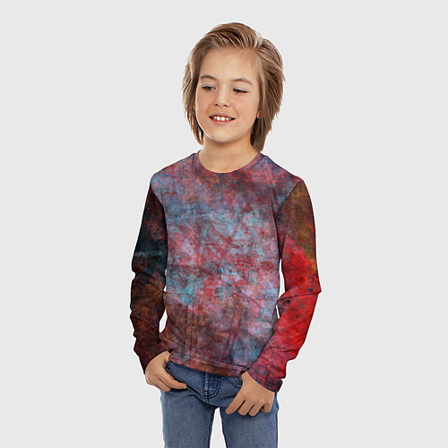 Детский лонгслив Абстракция - red rust on blue / 3D-принт – фото 3