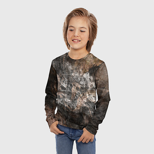 Детский лонгслив Абстракция - brown darkness / 3D-принт – фото 3