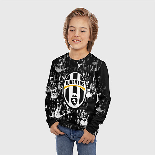 Детский лонгслив Ювентус текстура руки краски / 3D-принт – фото 3