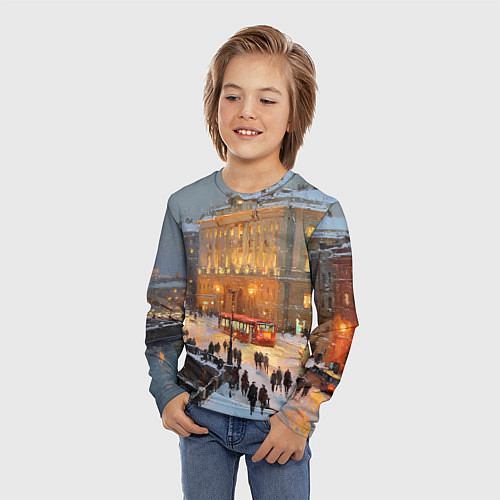 Детский лонгслив Предновогодний Санкт-Петербург / 3D-принт – фото 3