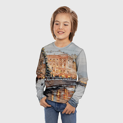 Детский лонгслив Новогодняя елка в Питере / 3D-принт – фото 3