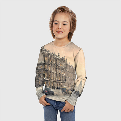 Детский лонгслив Зима в Санкт-Петербурге / 3D-принт – фото 3