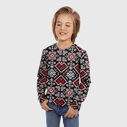 Детский лонгслив Славянский орнамент обережный / 3D-принт – фото 3