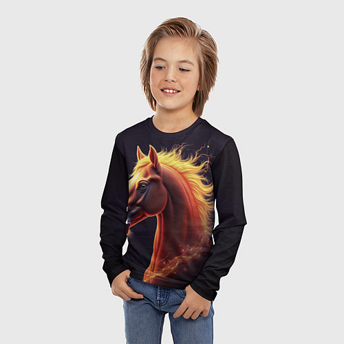 Детский лонгслив Голова лошади / 3D-принт – фото 3