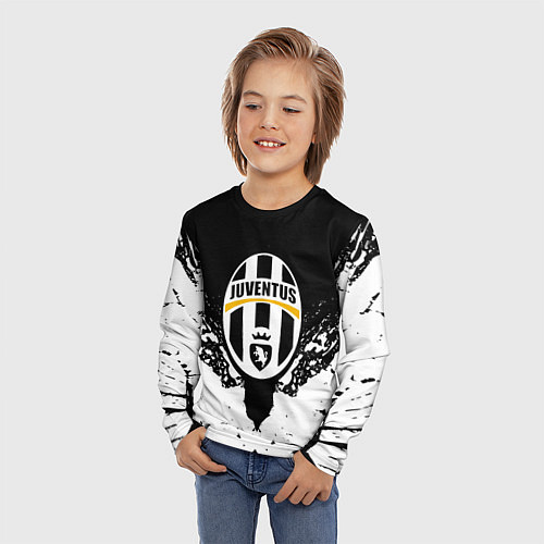 Детский лонгслив Ювентус краски всплеск текстура / 3D-принт – фото 3
