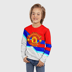 Лонгслив детский Манчестер Юнайтед полосы геометрия, цвет: 3D-принт — фото 2