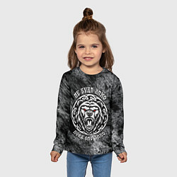 Лонгслив детский Не буди лихо пока оно тихо - медведь русич, цвет: 3D-принт — фото 2