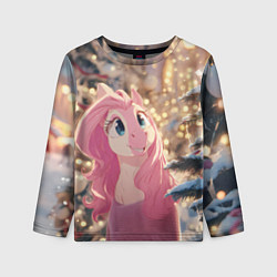 Лонгслив детский Удивленная лошадка - Новый год, цвет: 3D-принт