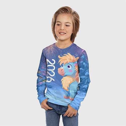 Детский лонгслив Милая лошадка 2026 / 3D-принт – фото 3