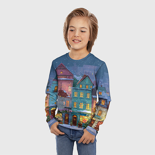 Детский лонгслив Новогодний дворик / 3D-принт – фото 3