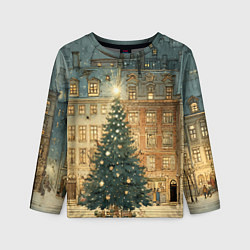 Лонгслив детский Новогодний старый город, цвет: 3D-принт