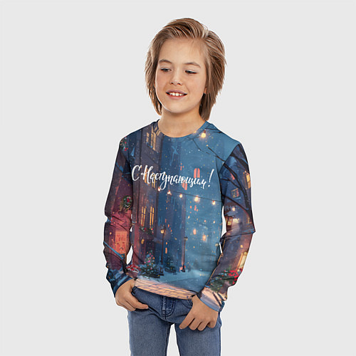 Детский лонгслив С наступающим новым годом / 3D-принт – фото 3