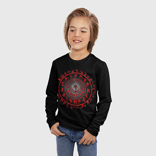 Детский лонгслив Орнамент рунных символов / 3D-принт – фото 3