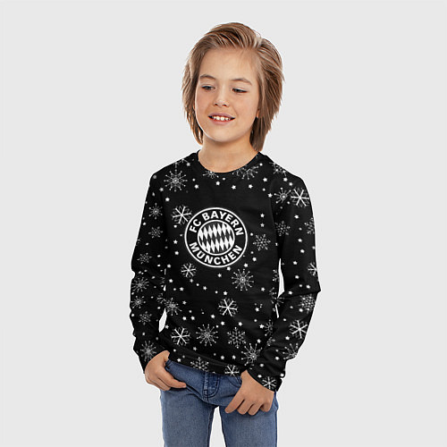 Детский лонгслив Бавария Мюнхен зима снежинки / 3D-принт – фото 3