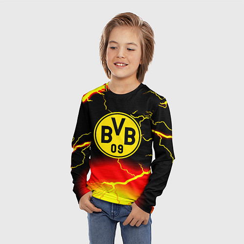 Детский лонгслив Borussia шторм молнии / 3D-принт – фото 3