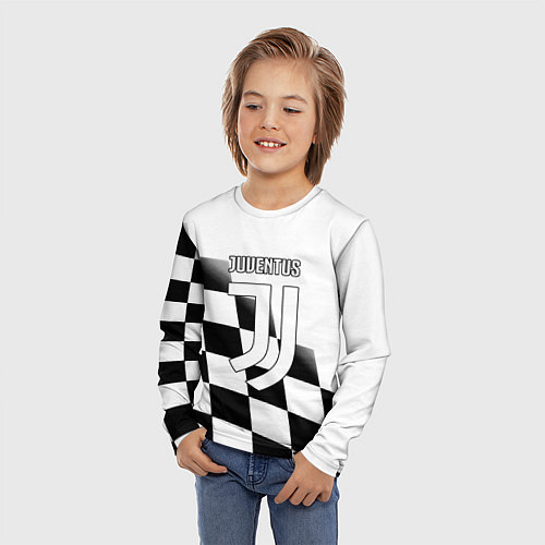 Детский лонгслив Ювентус клетка краски / 3D-принт – фото 3