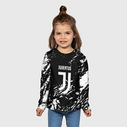 Лонгслив детский Juventus белые штрихи красок, цвет: 3D-принт — фото 2