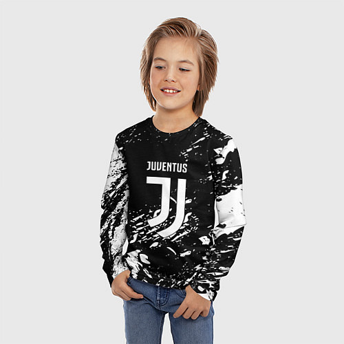 Детский лонгслив Juventus белые штрихи красок / 3D-принт – фото 3
