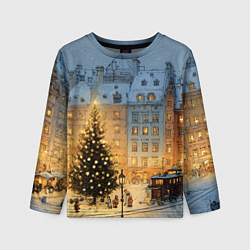 Детский лонгслив Новый год в старом уютном городе
