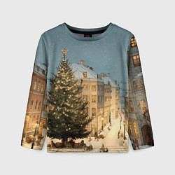 Детский лонгслив Елка во дворе города