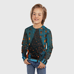 Лонгслив детский Люди встречают новый год во дворе, цвет: 3D-принт — фото 2