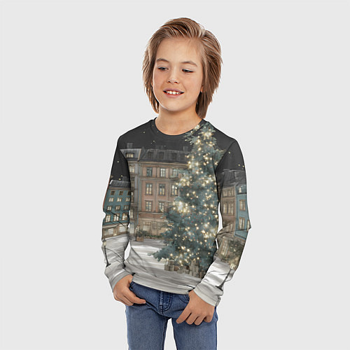 Детский лонгслив Елка во дворе / 3D-принт – фото 3