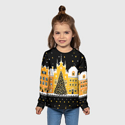 Лонгслив детский Новогодняя ночь в городе, цвет: 3D-принт — фото 2