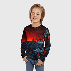 Лонгслив детский Новый год в ночном городе, цвет: 3D-принт — фото 2