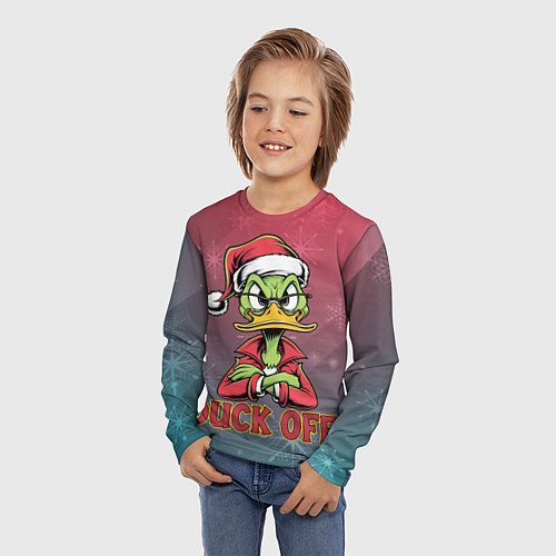Детский лонгслив Санта-утка не в духе / 3D-принт – фото 3