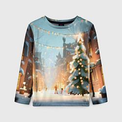 Лонгслив детский Новогодняя елочка, цвет: 3D-принт
