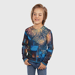 Лонгслив детский Праздничный новогодний салют, цвет: 3D-принт — фото 2