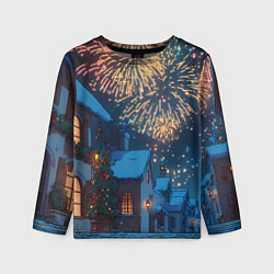 Лонгслив детский Праздничный новогодний салют, цвет: 3D-принт