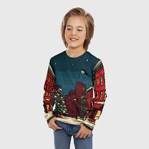 Детский лонгслив Новогодняя ночь / 3D-принт – фото 3