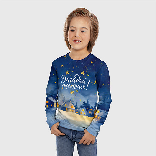 Детский лонгслив Загадай желаний - Новый год / 3D-принт – фото 3